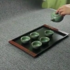 長方形托盤日式創意木紋防滑托盤賓館酒店商用茶水盤家用塑料托盤