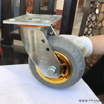 5寸工業萬向輪 定向金灰膠彈力橡膠靜音腳輪  加工彈力橡膠輪
