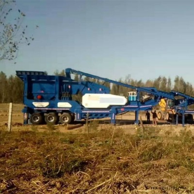 移動破碎站建筑垃圾破碎 專業生產移動破碎站價廠家 移動式石灰石制砂生產線設備 輪胎式石料破碎站 花崗巖移動破碎站